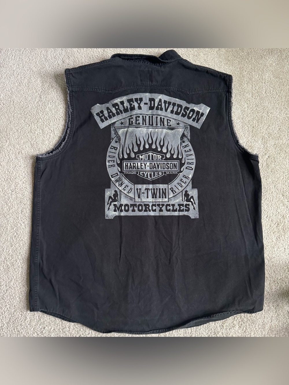 Vintage Y2K Harley Davidson Sleeveless Shirt Mens XL Black Graphic Distressed